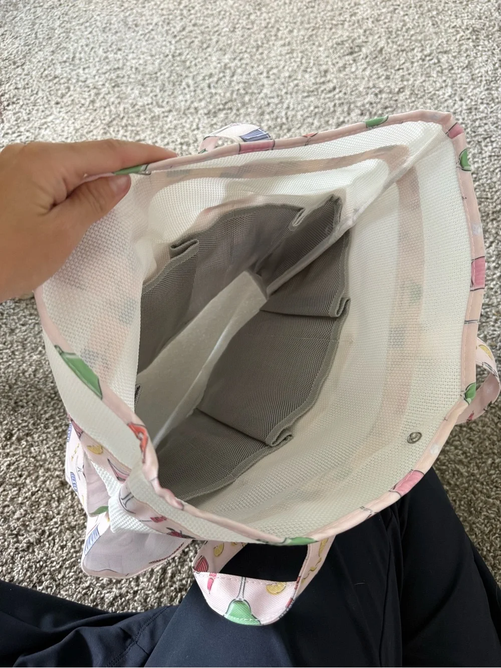 T.J.Maxx Pink Cocktail Print Bath Storage Tote